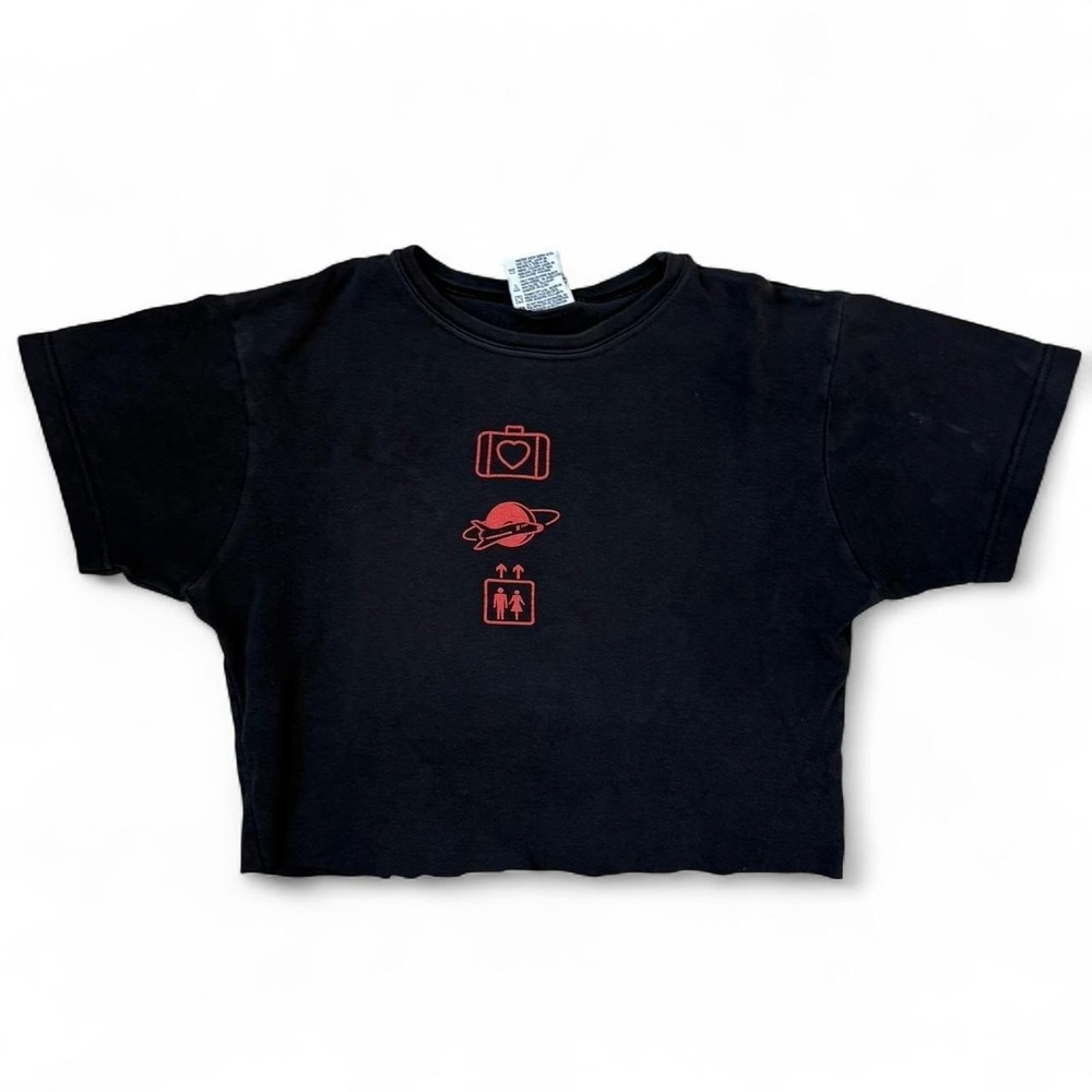Vintage U2 Band Elevation‎ Tour Cropped Baby Tee Women's Size Large Goth Y2K VTG